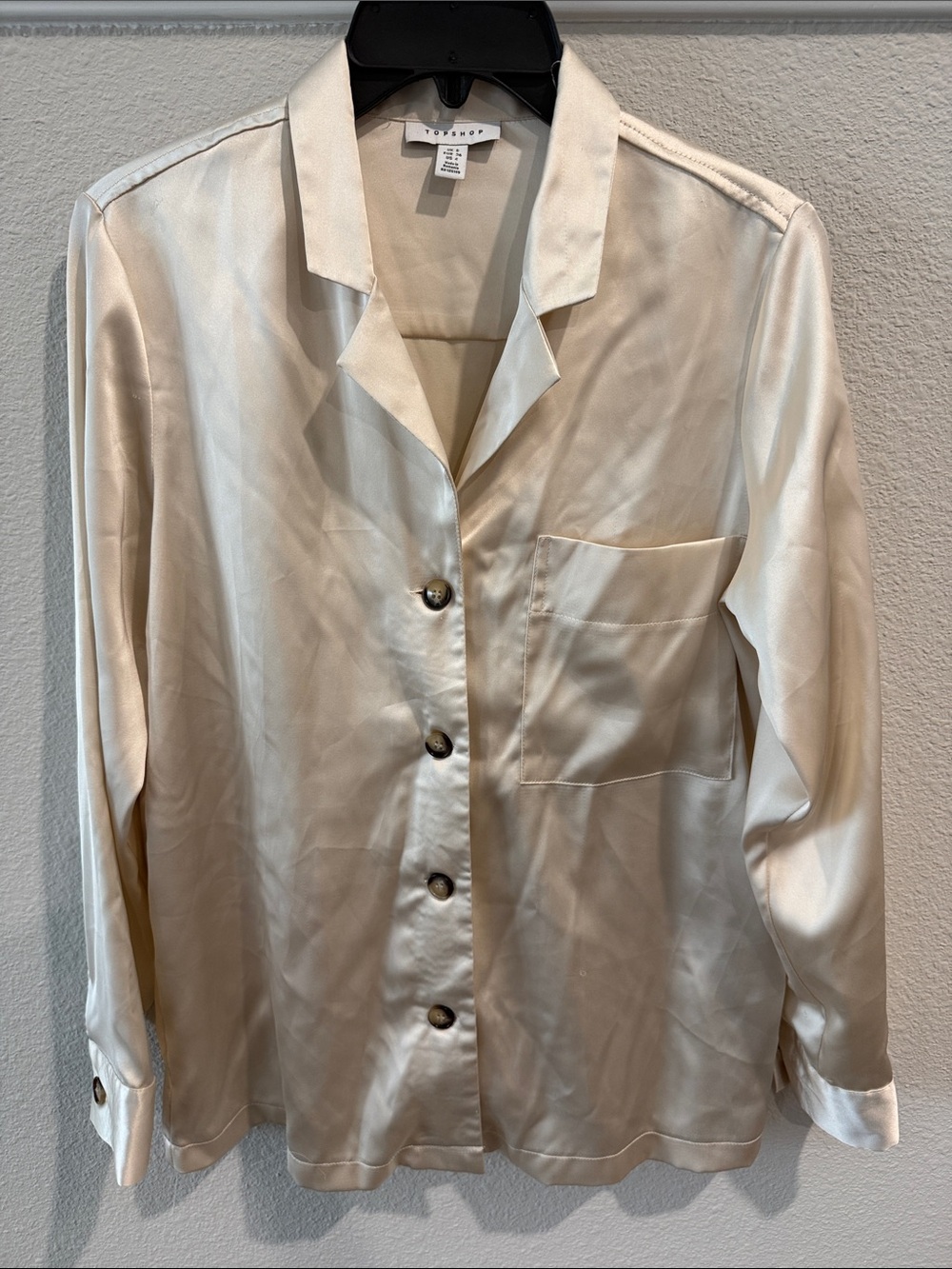 Topshop Women’s Satin Button Down Shirt